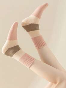 1/2/4 Pairs Women Plush Socks, Thick Mid-Calf Socks, Thermal Lined, Warm & Cozy For Winter