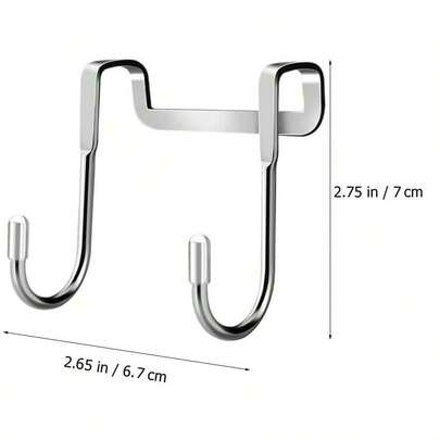3pcs Stainless Steel Over-The-Door Hooks - Space-Saving, Easy Install For Kitchen, Bathroom & Wardrobe - Versatile Towel & Shower Hanger With Silicone Protection Kitchen Items Kitchen Accessories Kitchen Tools