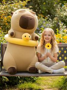 nerd hunters Olbrzymia Duża Maskotka Kapibara XXXL 100 Cm – Pluszak, Poduszka, Zabawka 3w1 - 黃色 - 查看 7