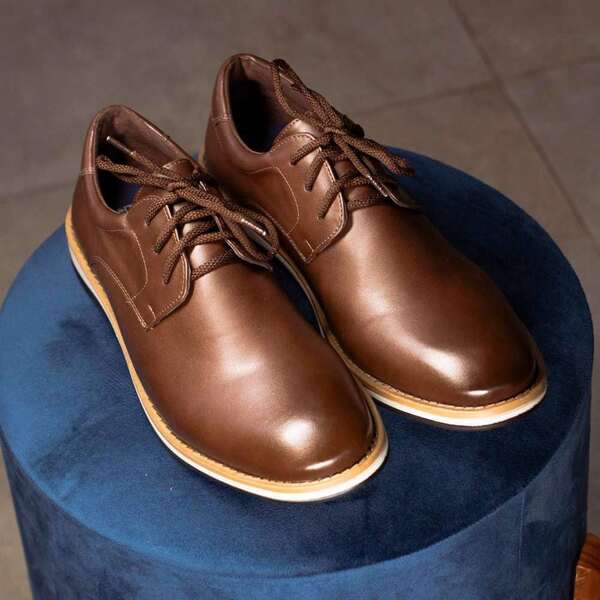 Sapato Masculino Casual Derby Oxford Casual Confortável Preto Marrom Elegante Trabalho Uso Diario