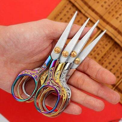 Juego de cuatro tijeras de bordado y costura para Halloween - Vintage navideño de acero inoxidable con precisión artesanal para cortar tela e hilo - Imprescindible para sastrería y manualidades