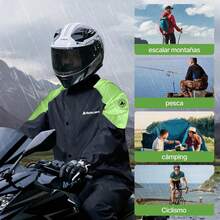 EstiloImpermeable Para Motociclista, Capucha Desmontable, Reflectante, Unisex Impermeable Adecuado Para Ciclismo Y Acampada, NegroVersióN Mejorada