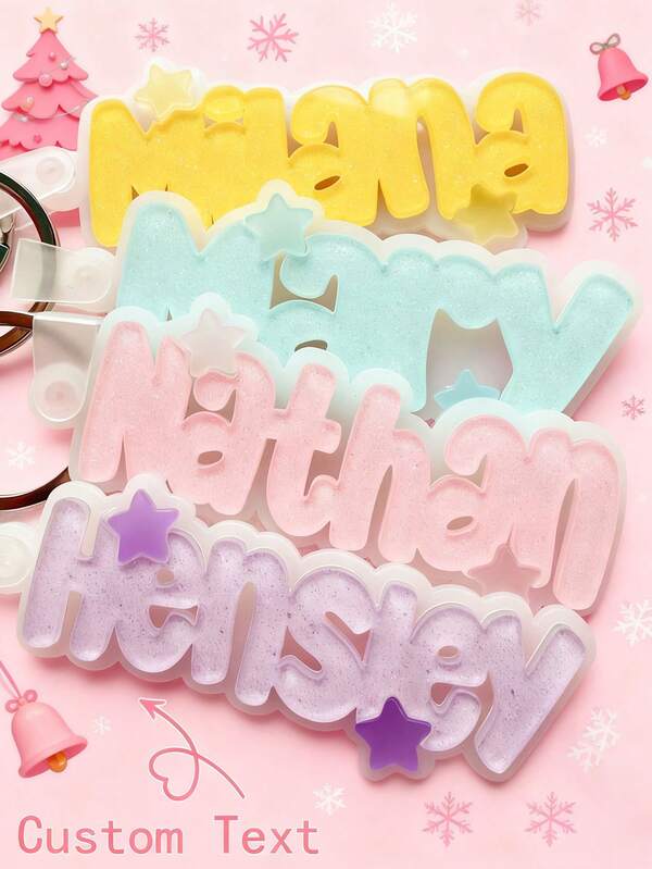 Customized Sparkling Acrylic Name Tag, Star Keychain, Backpack Label And Keychain With Engraved Name, Cute Keychain, School Backpack Name Tag, Cute Bag Name Plate, Teacher's Day Gift, Cute Keychain, Backpack Keychain, Christmas & New Year Gift