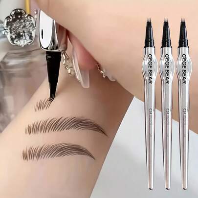 Waterproof & Sweat-Resistant Eyebrow Pencil - Dual-Ended Design, Smudge-Proof Formula, Creates Natural & Full Brow Look - Suitable For Daily, Special Occasions, Gifting - Fits Light Brown To Dark Brown Hair Colors - Cosmetic Essential, Everyday Makeup, Minimalist Design, Buildable Coverage, Suitable For Beauty Lovers, Easy Brow Shaping, Precise Application, Smooth Texture, Beginner-Friendly