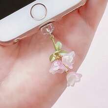 1 Piece Mobile Phone Dust Plug Wind Chime Lily Pendant For Iphone Type-C Android Headphone Jack Mobile Phone Jack Dust Plug Gifts For Mother, Family, Friends, Kids, Birthday, Holiday Phone Acsessories Phone Charm