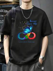 Butterfly T-Shirt To Raise Awareness About Colon Cancer - 黑色 - 查看 7
