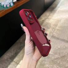 Funda de teléfono a la moda, diseño de bloque de color bambú alto burdeos con patrón de corazón, funda de teléfono para chicas y mujeres, TPU suave, a prueba de golpes, más protectora y femenina. - 1 pieza - Ver 4