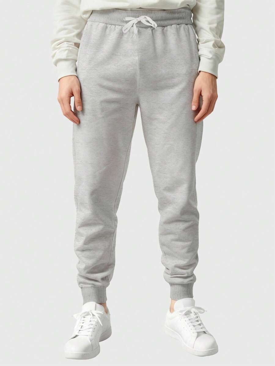 Men's Sweatpants With Back Pocket, Plain, No Print, Various Colors - 灰色 - 查看 1