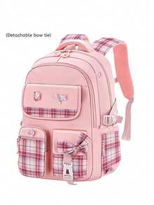 1 件女孩学校背包，可爱儿童背包，女孩小学生背包带隔层，返校礼物
