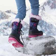 Boys And Girls Winter Snow Boots, Water-Resistant Mid Calf Boots With Anti-Slip Sole, Insulated & Cozy Faux Fur Lining For Little And Big Kids - 藏蓝色 - 查看 8