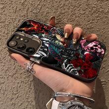 Funda de Teléfono Calavera Rosa y Mariposa para 25ULTRA, S24PLUS, S23FE, S21PRO, S22, S20+, A03S, A05S, A14, A31, A53, A34, A10, A04E, M04, A33, A35, A55, A72, A71, A70, A22, A16, A06, A20S, A54, Antimanchas,  de Moda, IMD Plateado Colorido - Colores mixtos - Ver 5