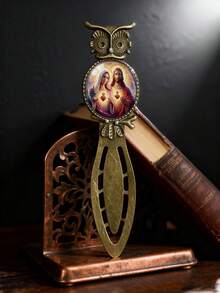 Marcapáginas personalizado con fotos, accesorios de libro con diseño vintage inspirado en el Sagrado Corazón de la pareja, marcos de fotos para decoración de estantería, decoración de libros, decoración religiosa, decoración del hogar, decoración romántica, estética atemporal, detalles hechos a mano, materiales premium, decoración sentimental, marcapáginas decorativos, estilistas del hogar, amantes de los libros - Multicolor - Ver 2