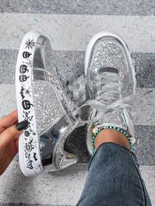 Glitter Silver Background White and Black