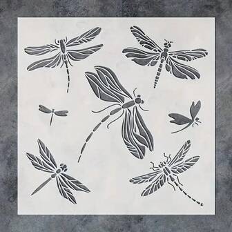 1pc Dragonfly Stencil 6inx6in Dragonfly Painting Decoration Template, Insect Painting Template For Painting On Wood, Floor, Wall And Fabric