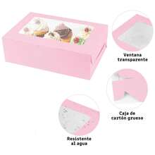 Paquete de 20 cajas para cupcakes, cajas para 6 cupcakes con ventana transparente, cajas de galletas de 24x16x7.5 cm, recipientes para cupcakes, cajas de panadería, Cajas para Postres de Panadería Blancas con Ventana Tapa Transparente Cajas para Galletas Adecuado para Pasteles, Donas, Cupcakes, Dulces, Magdalenas, Postres - Blanco - Ver 4