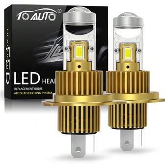  TOAUTO 2个装 H4 LED投影汽车大灯灯泡透镜 Canbus 高功率 80W 20000LM CSP Turbo LED H7 9005 9006 HB3 HB4 二极管灯泡 12-14V