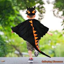 3pcs Christmas Costume Set, Funny Dinosaur Cape, Cloak, Mask, Eye Mask, Children's Stage Performance Cosplay Outfit, Party Props Suitable For Toddler Boys And Girls Role Play Gift - Multicolor - View 8