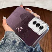 Funda de Teléfono Corazón Dorado Púrpura para Oppo A3 A3 Pro A3X A16 A17K A18 A38 A40 A55 A57 A57S A58 A60 A76 A77S A78 A79 A80 5G A95 A98 Reno 5 8T 10 11 Pro 12F Funda de Teléfono Transparente a Prueba de Golpes de Cobertura Completa TPU Simple Moda a Prueba de Golpes Carcasa Suave Creativa - Colores mixtos - Ver 4