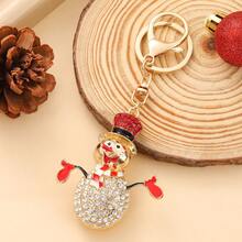 Christmas Series Accessories Keychain, Cute Rhinestone Studded Metal Snowman Keychain, Women's Bag Keyring, Small Gift Wholesale - One Size - View 12