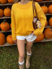 2025 Autumn/Winter New Casual Fashion Retro Chic Cable Women's Winter Sweater Knit Pullover Women Knitted Sweater Casual Basic Going Out Outfits Halloween Clothes Christmas Clothes New Year Outfits Fall Winter Clothes