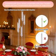 Vincidern Chân nến sàn 5 cánh, Chân nến sàn Acrylic cho trung tâm tiệc cưới Chân nến trong suốt cao cho lễ cưới Tiệc sinh nhật Trang trí nhà phù hợp với nến LED 0,8 - trong suốt - Xem 3