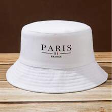 1顶男女通用休闲PAPRIS字母渔夫帽，时尚卡车帽，适合春夏户外运动、露营、钓鱼，是送给家人和朋友的冬季好礼。