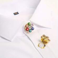 مجموعة زر كريستال 2 قطعة، أزرار ديكور قميص، أزرار معدنية لامعة مرصعة بالراين ستون، مناسبة للفساتين، إكسسوارات أزرار فاخرة، هدية عيد - متعدد الألوان - مشاهدة 4