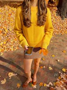 2025 Autumn/Winter New Casual Fashion Retro Chic Cable Women's Winter Sweater Knit Pullover Women Knitted Sweater Casual Basic Going Out Outfits Halloween Clothes Christmas Clothes New Year Outfits Fall Winter Clothes