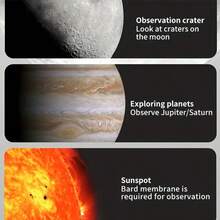 1个高清F30070天文望远镜，150倍变焦专业单筒望远镜，70毫米物镜，手动调焦，含便携式三脚架 - 观星、观月、观鸟的理想之选，露营礼物