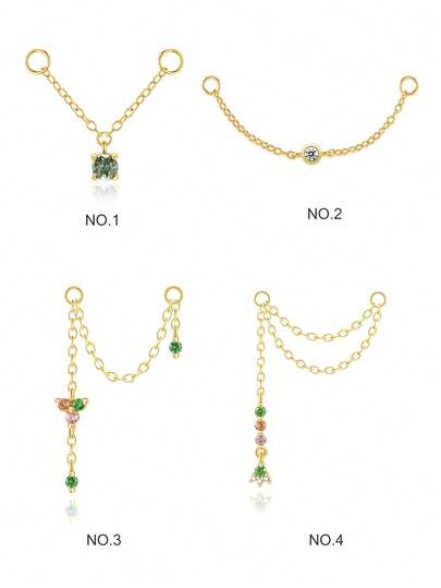 SereneSpark 1Pc Green Diamond Tassel 925 Sterling Silver Earring For Women Drop Earring 18K Gold Plated Piercing Suitable For Engagement Perfect For Daily Wear Fine Jewelry