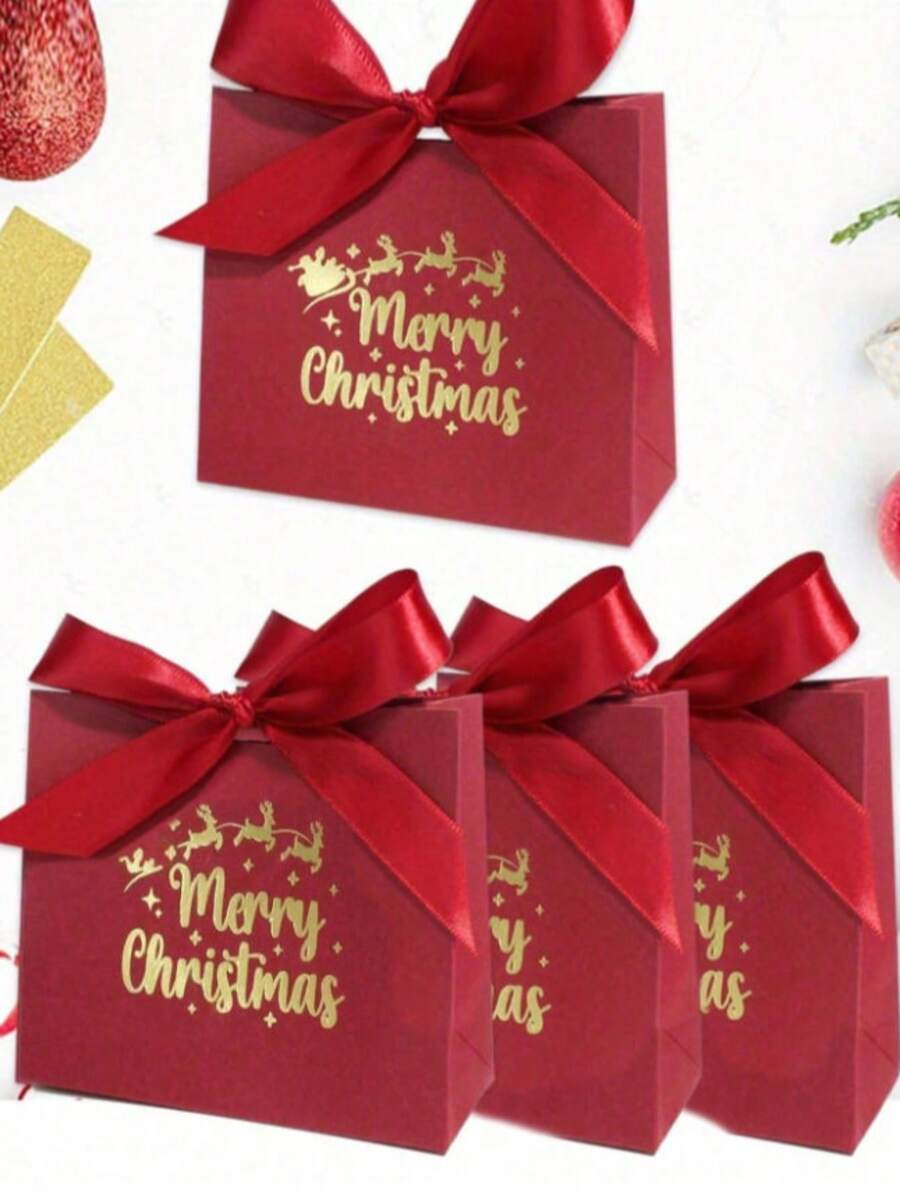10 piezas Cajas de regalo de Navidad con cinta - Diseño festivo rojo 'Feliz Navidad' para dulces, chocolates y regalos pequeños - Ideal para decoración navideña, recuerdos de fiesta y relleno de calcetines, y decoraciones navideñas Feliz Navidad, Navidad - Multicolor - Ver 1
