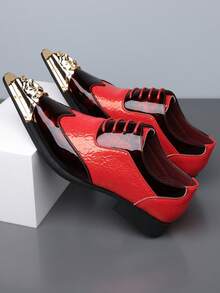 Fashionable Men's Leather Shoes, Business Casual Shoes, British Style, Comfortable Breathable Versatile Leather Shoes - Red - View 1