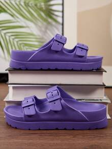 新款时尚厚底高跟凉鞋，女士百搭EVA材质，轻盈舒适柔软，经久耐用，双可调节绑带设计，适合派对、海滩、工作、休闲散步等场合，具有减震功能。 - 紫色 - 查看 6