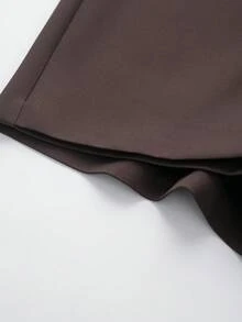 女士纯色不对称腰部休闲半身裙裤