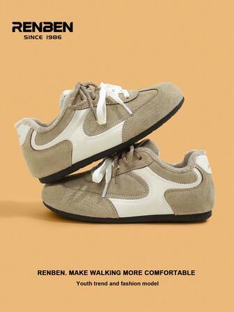 RENBEN 1 par damskor med snörning och dold klack, termofodrade, tjock sula, varma studentskor, höst/vinter 2025 nya