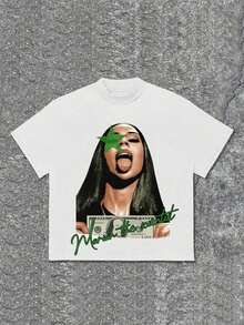 Mariah Scientist Graphic Print Tee,Comfortable Casual Short Sleeve, 220 Grams Heavyweight Cotton Printed-ShirtMinimalist Style  Sweatshirt - 白色 - 查看 12