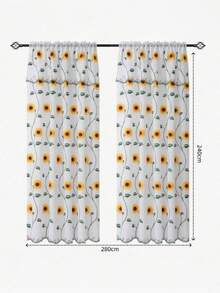Cortina con Bordado Floral Translúcida Dos Capas 1.40x2.25m Diseño Girasol Amarillo o Tulipán Decoración Elegante Ventana Puerta Sala Cocina Dormitorio Filtro Luz Natural Decoración primaveral de ventana - Girasol - Ver 4