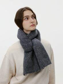 1 buc. Eșarfă tricotată din amestec de lână, culoare solidă, pentru femei, design simplu unisex, caldă, moale, versatilă, potrivită pentru toamnă/iarnă, activități în aer liber precum schi, patinaj, mers pe jos - Multicolor - Vizualizare 12