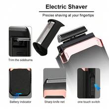 HIENA 男士电动理发器/胡须修剪器，1件装、2件装、3件装，迷你机身，舒适握柄，USB充电，无线使用，满足居家理发和剃须需求，送给父亲或男友的礼物 - 黑色 - 查看 9