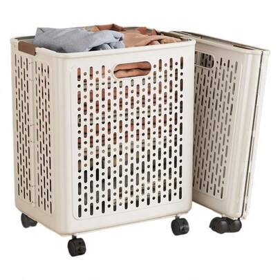 Cesta plegable para ropa sucia, cesto de lavandería con ruedas, cesta de almacenamiento para el baño, cesto de lavandería móvil y plegable