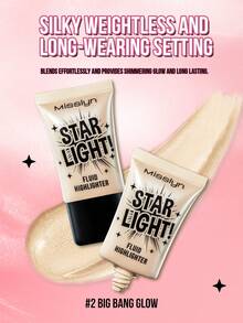 Misslyn Starlight Liquid Highlighter, Brightens Complexion, Creates Best Makeup, Facial Highlighter, Radiant Glow, High Color Payoff Smooth Formula, Natural Luminosity, Lightweight Breathable, Y2K Makeup, Party Beach Travel Holiday Camping Outdoor Gift, Fashionable Rose Girl New Year Cosmetics Cosplay Best Travel Holiday Colorful Campus School Charming Atmosphere Chinese New Year, Valentine's Day Gift, Vegan, Cruelty-Free - 2 big bang glow - 查看 6