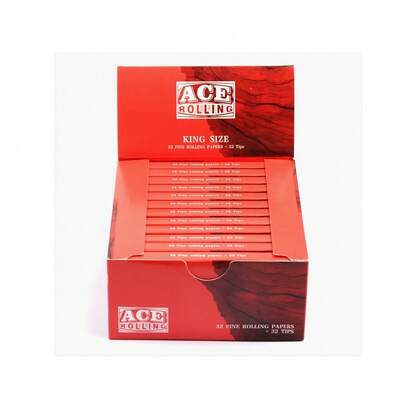 32 pezzi/confezione Cartine per sigarette a spirale non candeggiata che bruciano lentamente da 110 mm con scheda di carta, rosso