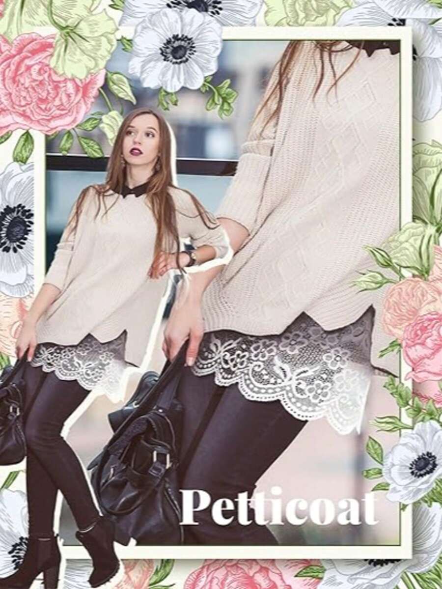 Adjustable Lace Slip Extender Skirt, Flexible Layered Mini Skirt Hem Extender For Dresses And Shirts - Multicolor - View 1