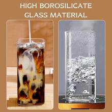 12PCS Square Glasses, Coffee Mugs, Valentine's Day Gifts For Girls And Wives, Transparent Tall Glasses, Modern Glasses, Mixed Drinkware With Glass Straws, For Coffee Juice, Milk - 透明 - 查看 7