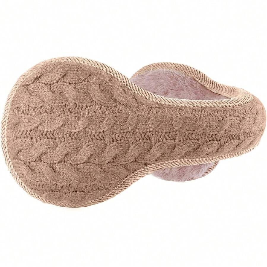 Unisex Foldable Ear Warmers Knits Winter EarMuffs,26339340 - 卡其色 - 查看 1