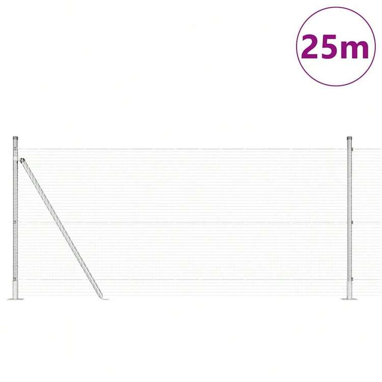vidaXL Zaun mit Pfosten Silber 0,8 x 25 m Stahl - Silber - Übersicht 3
