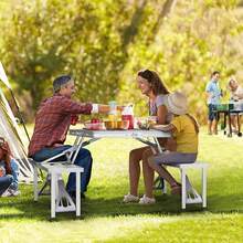 Practiksa Mesa Plegable Portátil para Picnic Exterior con 4 Sillas Resistente y Estable - 1 - Ver 2