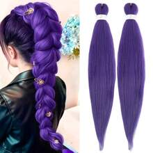 Długie fioletowe warkocze, wstępnie rozciągnięte syntetyczne przedłużki do warkoczy, fioletowe przedłużki do włosów na imprezę sceniczną, kostium na Halloween i Boże Narodzenie