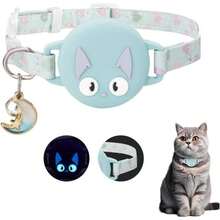 Airtag Collar para Gato, Collar Reflectante Airtag para Gatos, Collar de posicionamiento, Ultra elstico GPS para Gatos, Diseo Reflectante, Ligero y porttilSin AirTag - turquesa - Ver 2