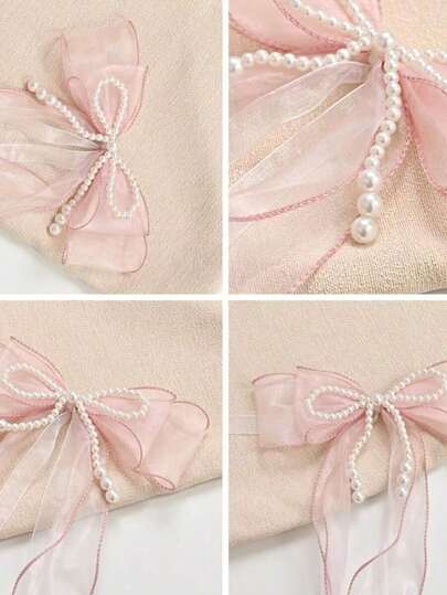 1pc/2pcs Home Curtain Decoration Binding Rope, Faux Pearl Bow Curtain Clip Curtain Tieback Curtain Holdback Suitable Living Room Office Home Decor